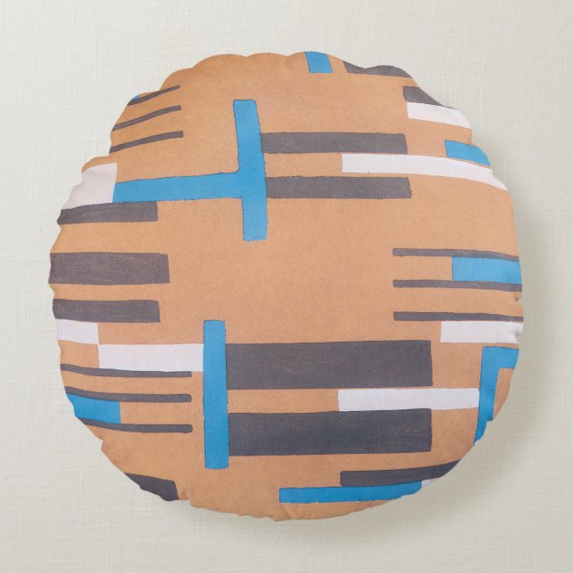  Kunst Deco Jazz Pochoir, Geometrisch Patroon Rond Kussen (Voorkant)