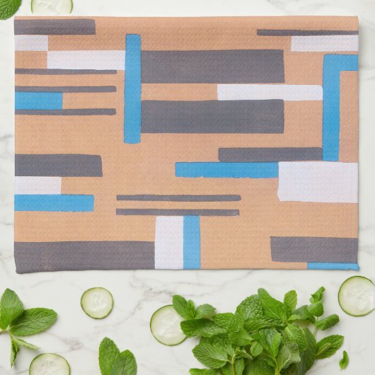  Kunst Deco Jazz Pochoir, Geometrisch Patroon Theedoek (Gevouwen)