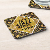 Kunst deco jazz saxophone zwarte goudmuziek bier onderzetter (Linkerzijde)