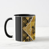 Kunst deco jazz saxophone zwarte goudmuziek mok (Links)