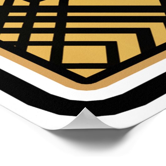 Kunst deco jazz saxophone zwarte goudmuziek poster (Hoek)