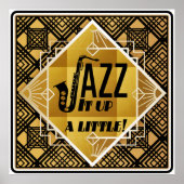 Kunst deco jazz saxophone zwarte goudmuziek poster (Voorkant)