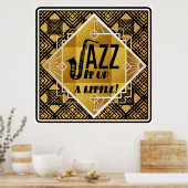 Kunst deco jazz saxophone zwarte goudmuziek poster (Keuken)