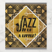 Kunst deco jazz saxophone zwarte goudmuziek wijn etiket (Enkel label)