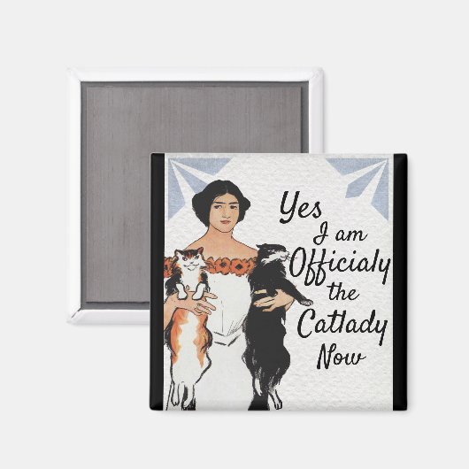 Kunst deco kattenvrouw grappig magneet (Voorkant / Achterkant)