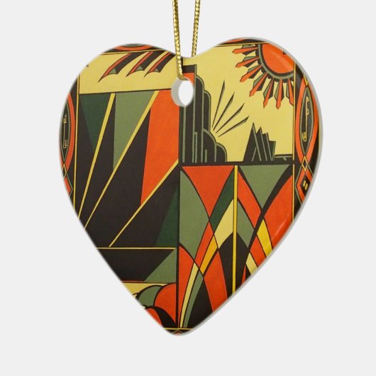 Kunst Deco keramisch hart ophanging decoratie (Links)