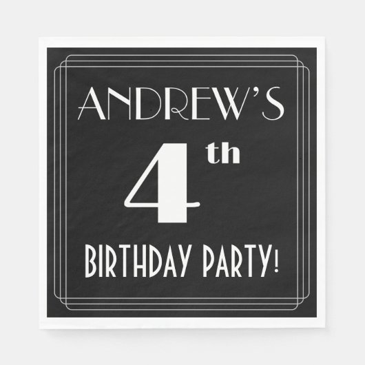 Kunst Deco kijkt 4e verjaardag met douanenaam Servet (Voorkant)