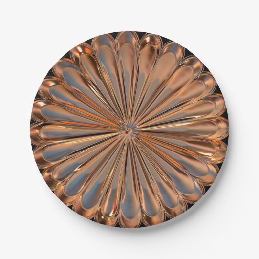 Kunst deco koper flower bord (Voorkant)