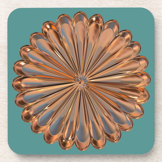 Kunst deco koperen bloem onderzetter (Voorkant)