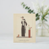Kunst Deco Lady ~ Au Revoir Mon Amour uit 1920 Briefkaart (Staand voorkant)