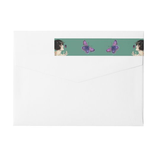 Kunst Deco Lady Butterfly bloemen (Achterkant)