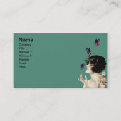  Kunst Deco Lady Butterfly  bloemen Visitekaartje