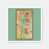  Kunst Deco Lady Green Golden Tree Servet (Voorkant)