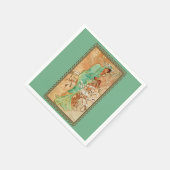  Kunst Deco Lady Green Golden Tree Servet (Hoek)
