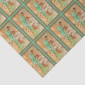 Kunst Deco Lady Green Golden Tree Tissuepapier (Detail)