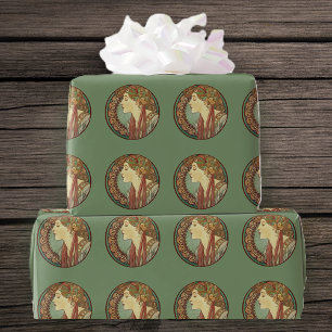  kunst Deco Lady Green-mozaïektegels Cadeaupapier