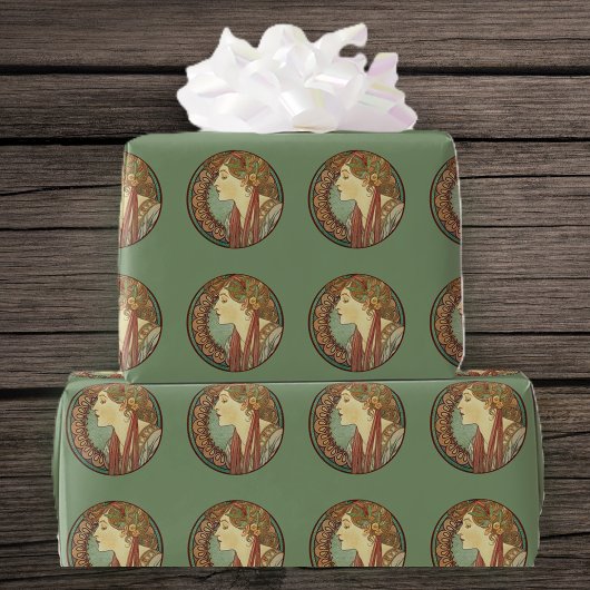 kunst Deco Lady Green-mozaïektegels Cadeaupapier