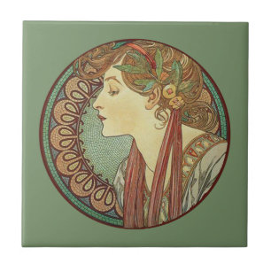 kunst Deco Lady Green-mozaïektegels Tegeltje