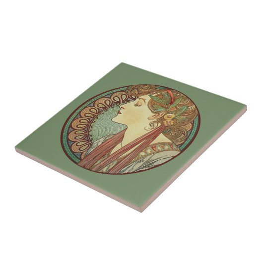  kunst Deco Lady Green-mozaïektegels Tegeltje (Zijkant)