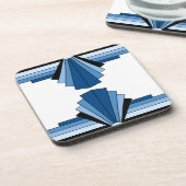 Kunst Deco Lagen in Blauw Bier Onderzetter (Linkerzijde)