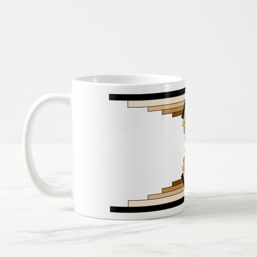 Kunst Deco Lagen in Tan Koffiemok (Links)