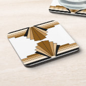 Kunst Deco Lagen in Tan Onderzetter (Linkerzijde)