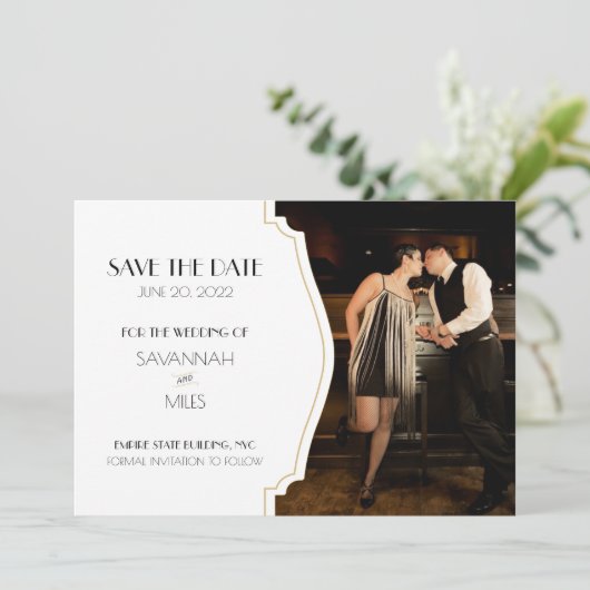 Kunst Deco Lijst 1920s Foto opslaan Datum Aankondiging (Staand voorkant)