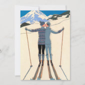  kunst Deco Love Kiss Skis Snow Save the Date (Voorkant)