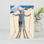 kunst Deco Love Kiss Skis Snow Save the Date (Staand voorkant)