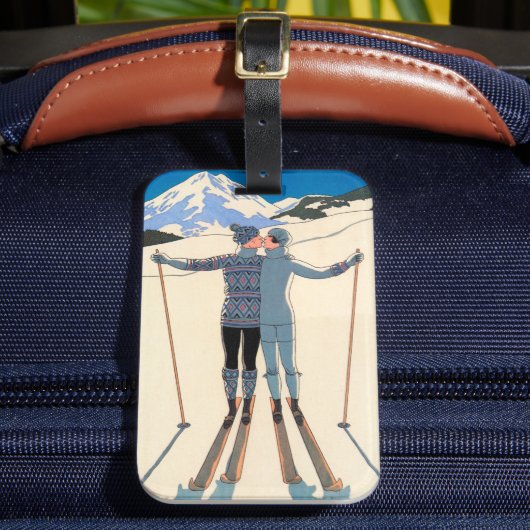  Kunst Deco, Lovers in Snow door George Barbier Bagagelabel (Voorkant Insitu 2)