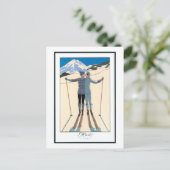 Kunst Deco, Lovers in Snow door George Barbier Briefkaart (Staand voorkant)