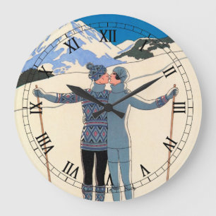  Kunst Deco, Lovers in Snow door George Barbier Grote Klok