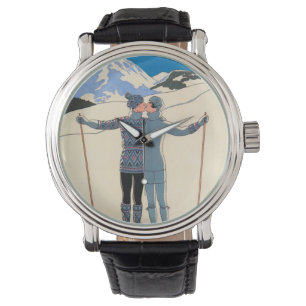  Kunst Deco, Lovers in Snow door George Barbier Horloge