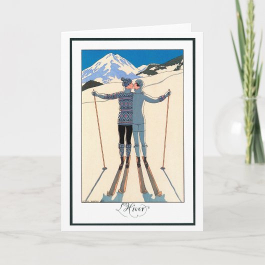 Kunst Deco, Lovers in Snow door George Barbier Kaart (Voorkant)