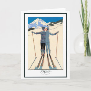 Kunst Deco, Lovers in Snow door George Barbier Kaart