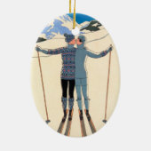 Kunst Deco, Lovers in Snow door George Barbier Keramisch Ornament (Achterkant)