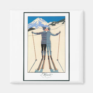 Kunst Deco, Lovers in Snow door George Barbier Magneet