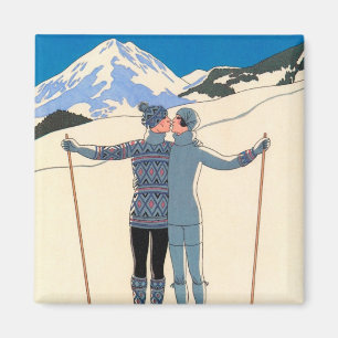 Kunst Deco, Lovers in Snow door George Barbier Magneet