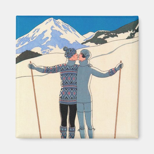 Kunst Deco, Lovers in Snow door George Barbier Magneet (Voorkant)