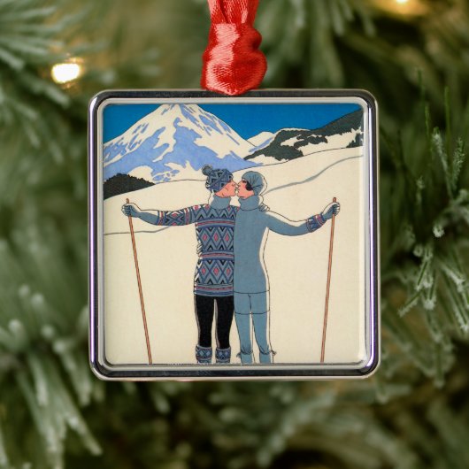  Kunst Deco, Lovers in Snow door George Barbier Metalen Ornament (Boom)