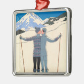  Kunst Deco, Lovers in Snow door George Barbier Metalen Ornament (Links)