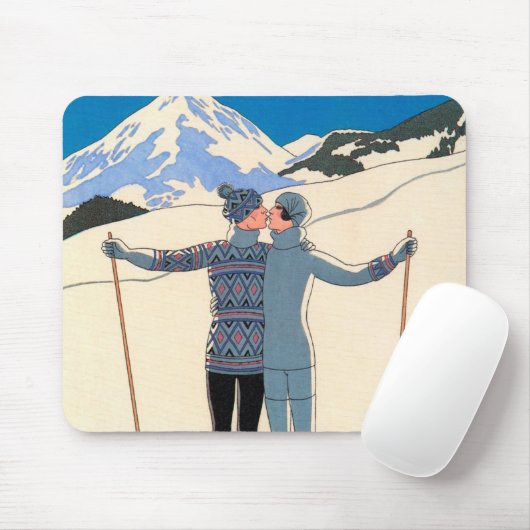 Kunst Deco, Lovers in Snow door George Barbier Muismat (Met muis)