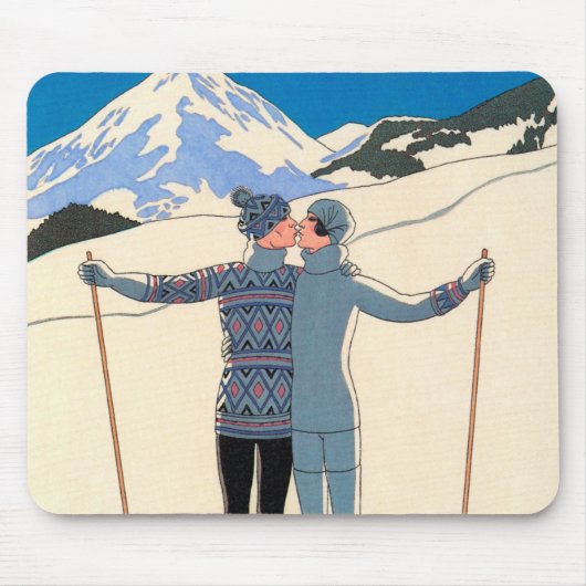  Kunst Deco, Lovers in Snow door George Barbier Muismat (Voorkant)