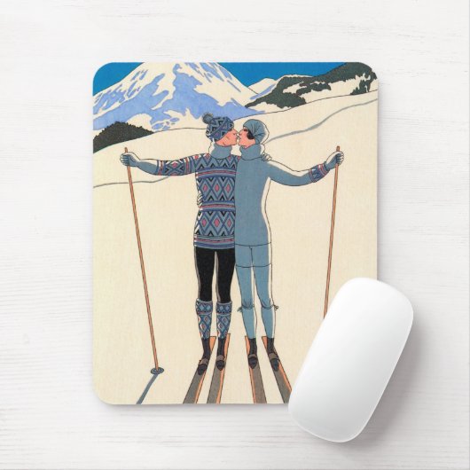 Kunst Deco, Lovers in Snow door George Barbier Muismat (Met muis)