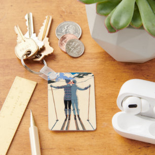 Kunst Deco, Lovers in Snow door George Barbier Sleutelhanger