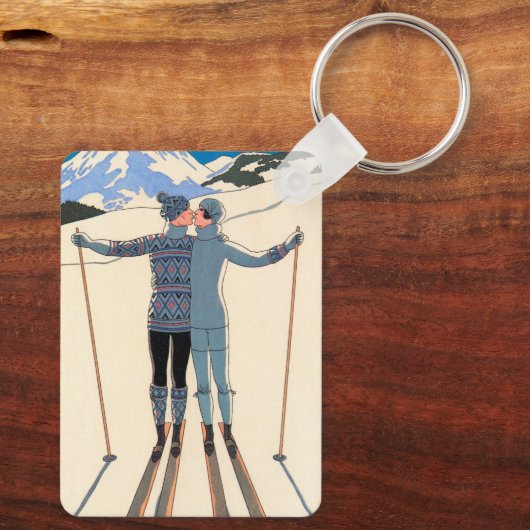  Kunst Deco, Lovers in Snow door George Barbier Sleutelhanger (Achterkant)