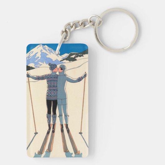  Kunst Deco, Lovers in Snow door George Barbier Sleutelhanger (achterkant)