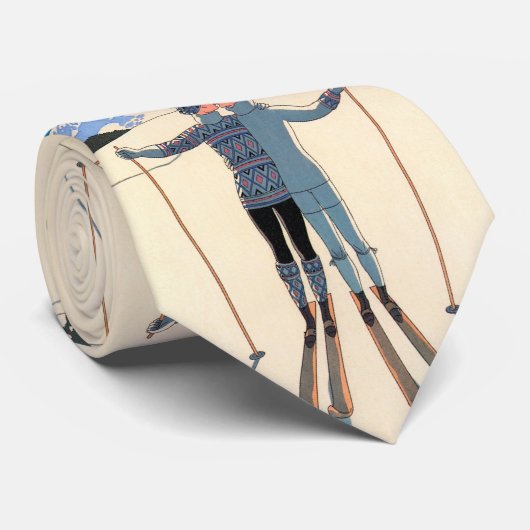 Kunst Deco, Lovers in Snow door George Barbier Stropdas (Opgerold)