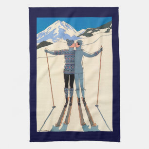  Kunst Deco, Lovers in Snow door George Barbier Theedoek