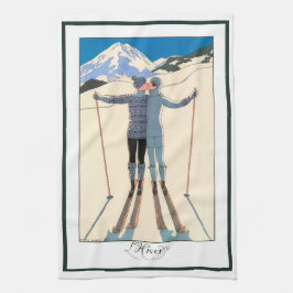  Kunst Deco, Lovers in Snow door George Barbier Theedoek